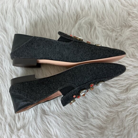 J. Crew Gray Janie Jewel Convertible Smoking Slippers Loafers Mules 9.5 - Picture 4 of 8